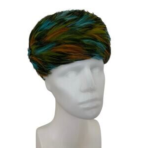 United Hatters Feather Cap Hat Vintage Union Made in USA Multicolor